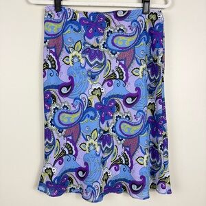 Apostrophe Skirt Womens 4 Boho Hippie Vintage Paisley Blue Purple Green 70s 60s